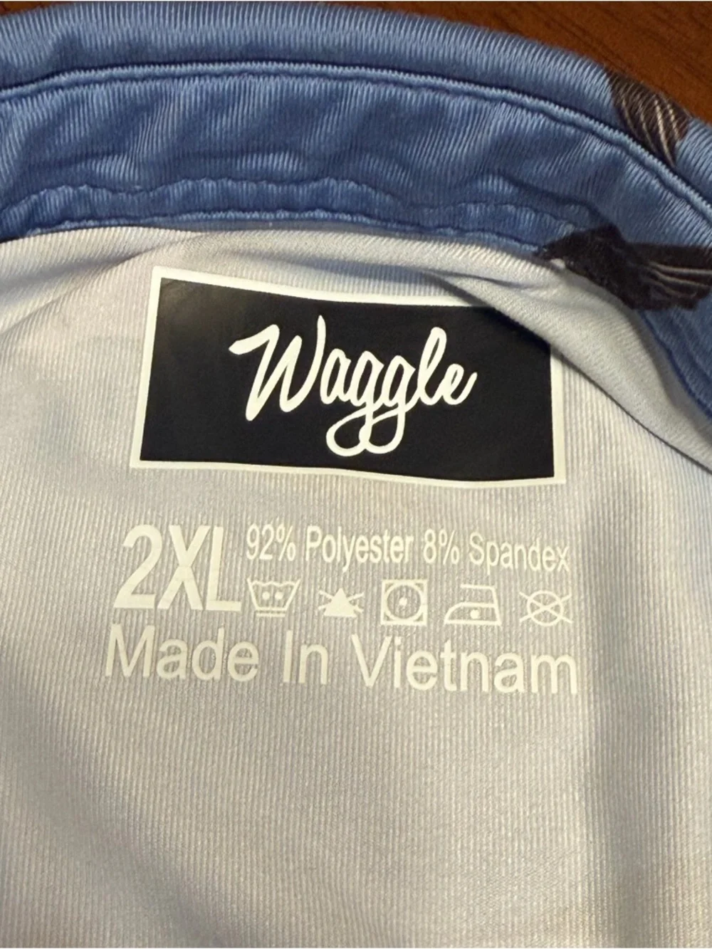 Waggle Polo Shirt Mens 2XL AOP Blue Novelty Birds Print Golf Stretch Outdoors - Picture 6 of 8
